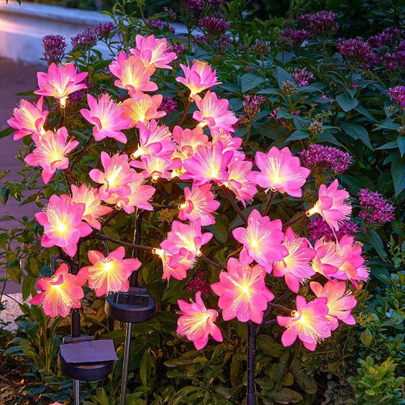Outdoor Power Stake - Solar Peach Blossom Stake Lights, Outdoor