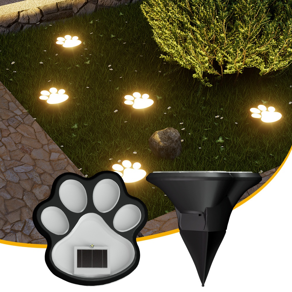 Outdoor Power Stake - Solar Powered LED Dog Paw Print