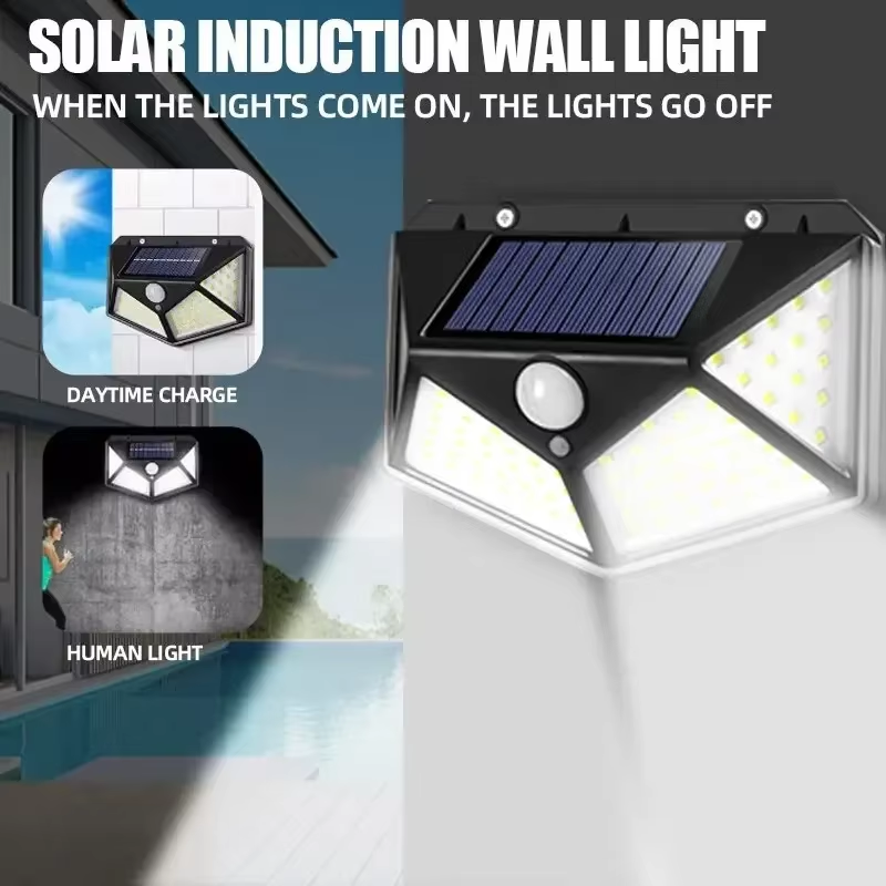Outdoor Power Point - Motion Sensor 100LED Solar Wall Lamp