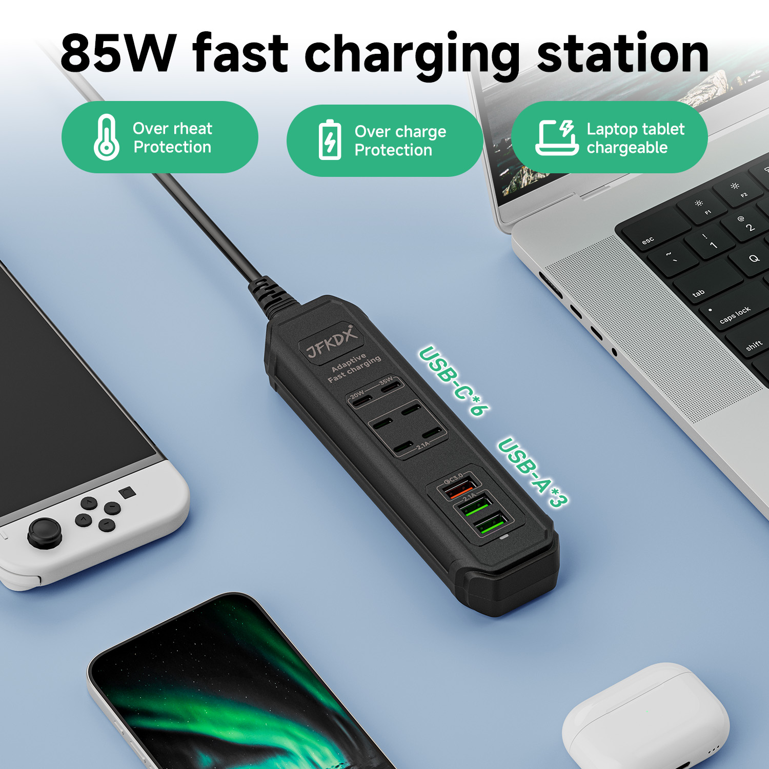 85W EU UK US Plug Multi-Port F - مراجعة Outdoor Usb Power Adapter وسعره