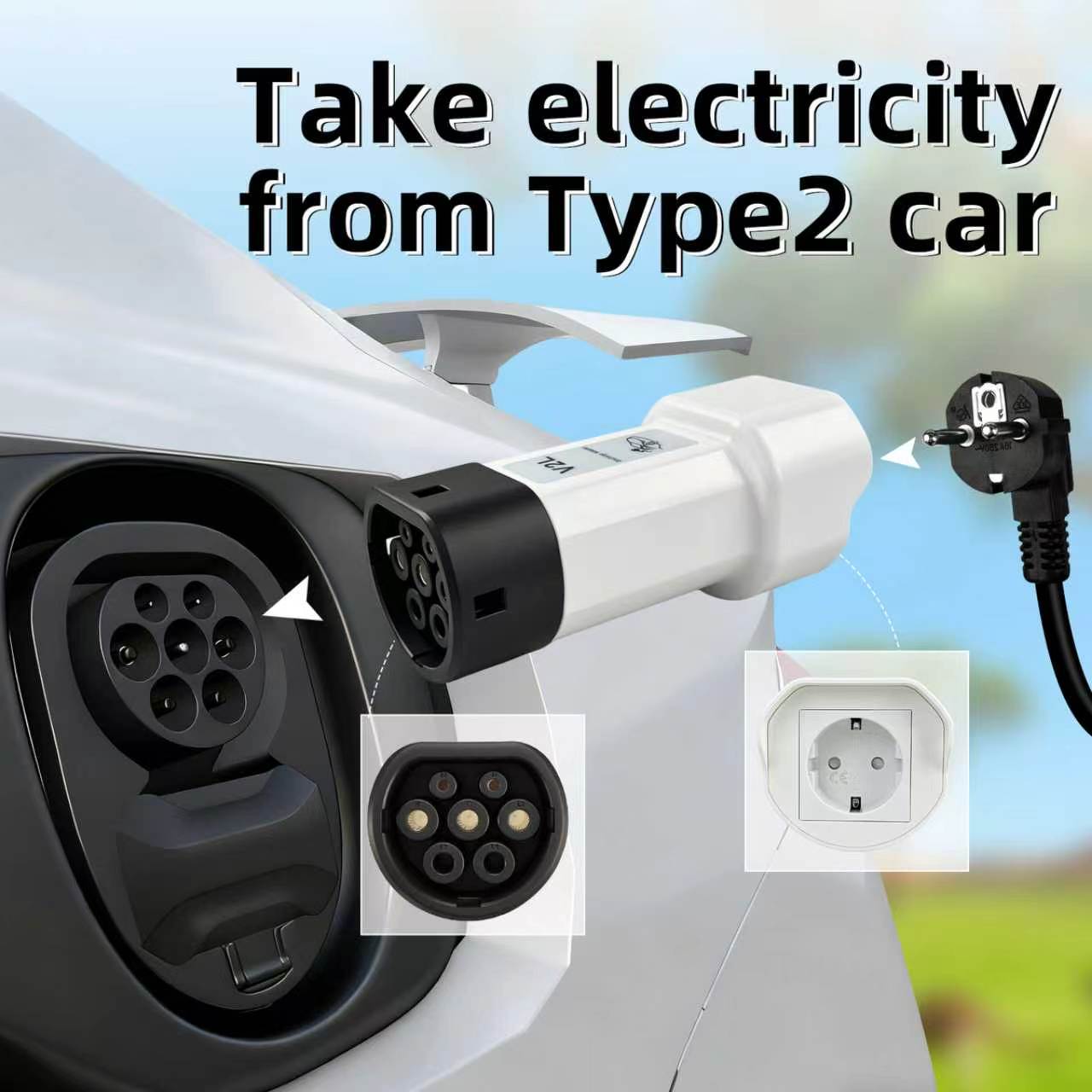 EVqiaoyi 16A Type2 V2L Dischar - مراجعة Outdoor Power Inc وسعره