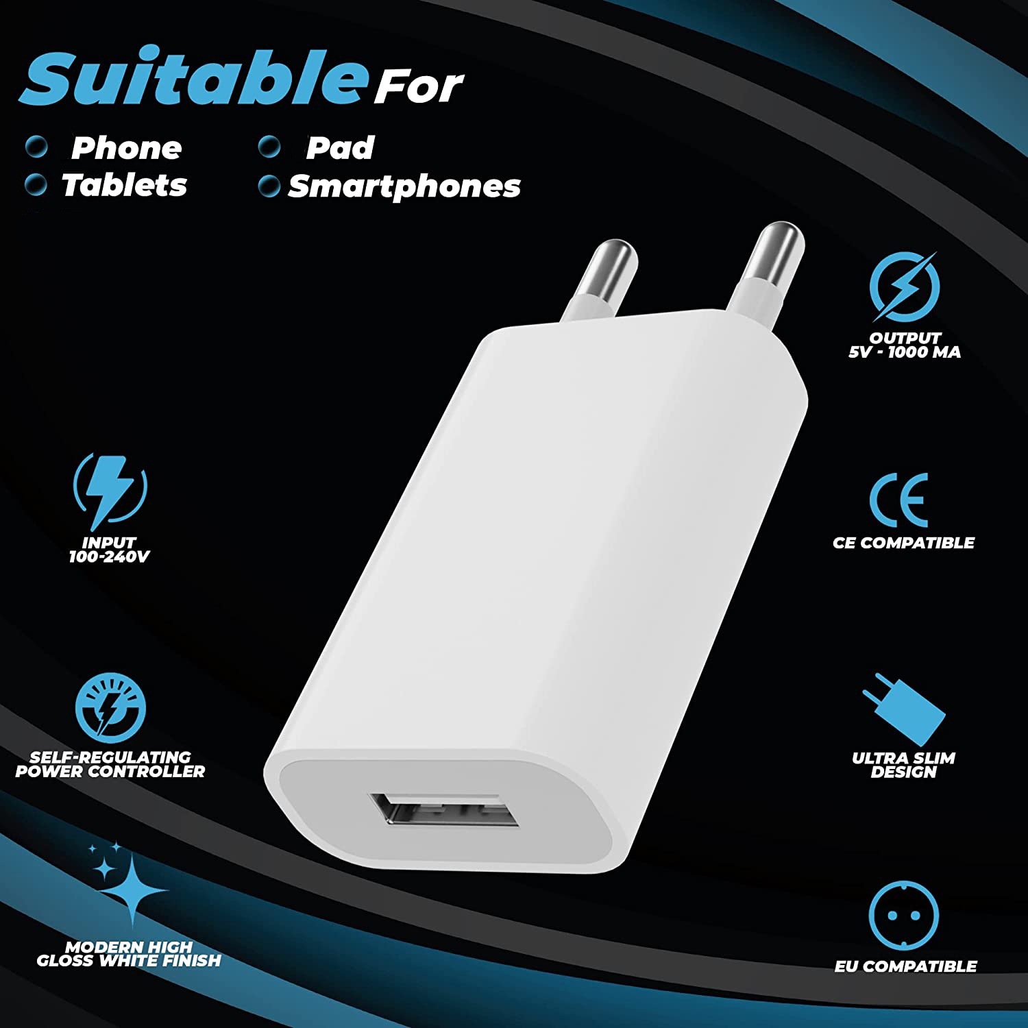 20Pcs Universal 5V 1A USB Wall - مراجعة Outdoor Usb Power Adapter وسعره