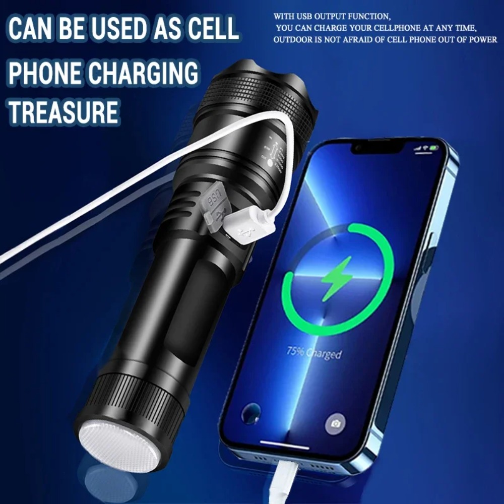 Powerful LED Flashlight USB Re - مراجعة Outdoor Power Supply وسعره