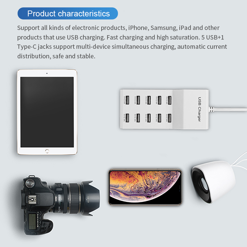 10 Ports USB Hub Fast Charger  - مراجعة Outdoor Usb Power Adapter وسعره