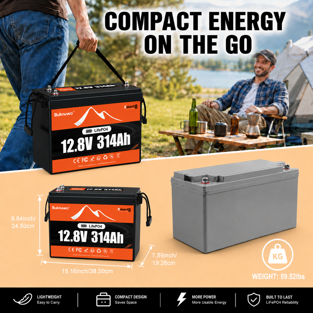Smart 12V/12.8V 314Ah Bluetoot - مراجعة Outdoor Power Inc وسعره