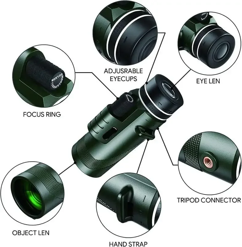80x100 HD Monocular for Smartp - مراجعة Outdoor Power Point وسعره