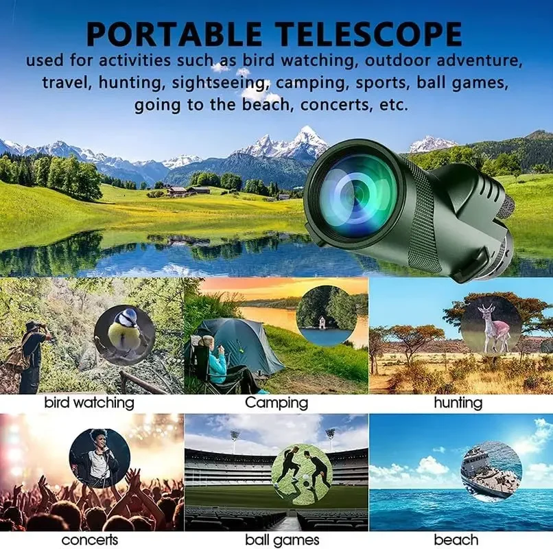 80x100 HD Monocular for Smartp - مراجعة Outdoor Power Point وسعره